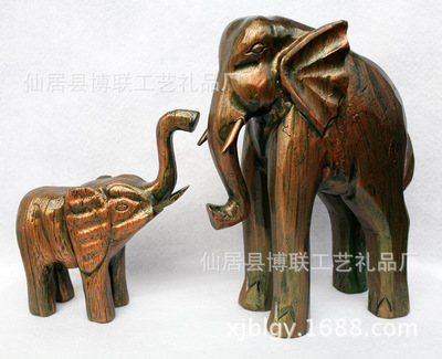 【生產廠家 手工雕刻實木大象 吉祥對裝 禮品動物擺件批發(fā)】價格,廠家,圖片,木質、竹質工藝品,仙居縣博聯(lián)工藝禮品廠-